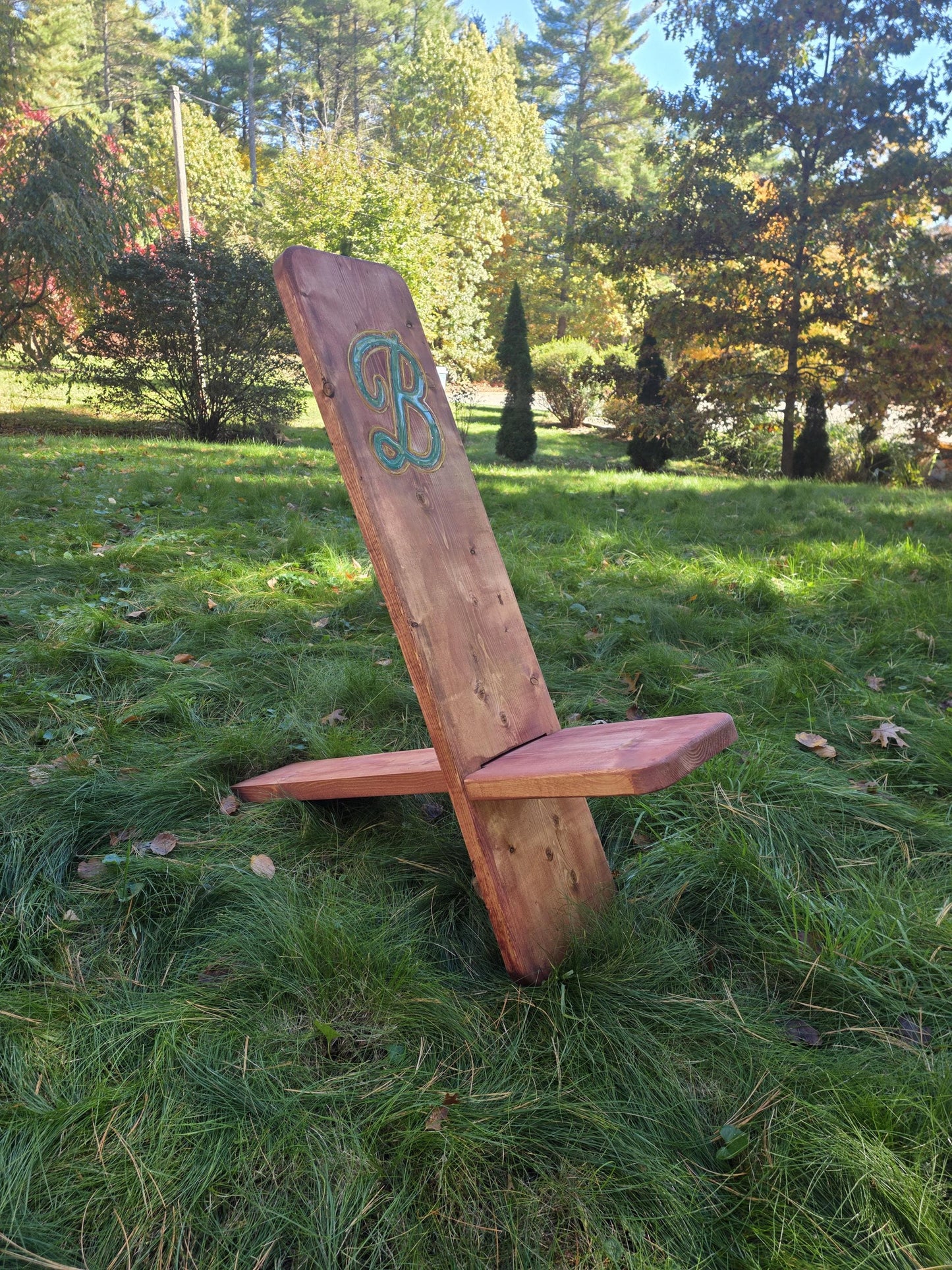 Viking Style Chair with Initial | Rustic Camp Chair | Personalized | Engraved Wooden Chair | Handmade