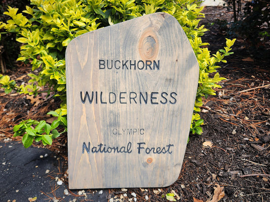 Carved Buckhorn Wilderness Sign | Olympic National Forest | Rustic Sign | Gift for Hiker | Camping | Nature