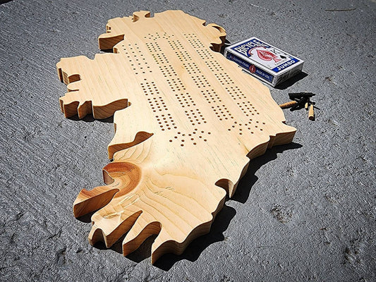 Cribbage Board | 3 TRACK | Any Country | Ireland | Continuous Track with Pegs | Wooden Game | Gift for Gamer