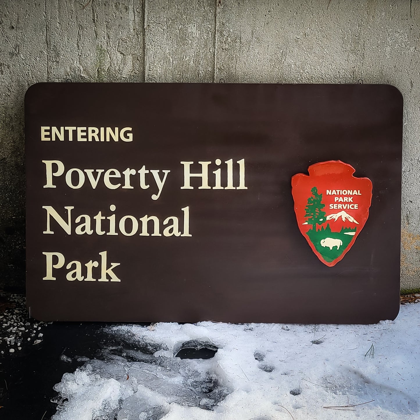 Poverty Hill National Park Sign