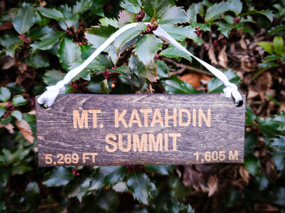Ornament | Mt Katahdin | Gift Tag | Christmas | Gift for Hiker | Camping | Wood Art | Hiking Trail