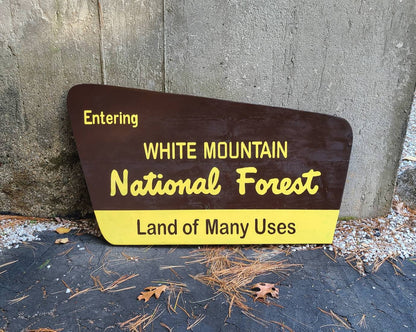 36" PAINTED White Mountain National Forest Sign | New Hampshire Art | Wooden Sign | Nature Decor | Gift for Hiker | Gift for Camper