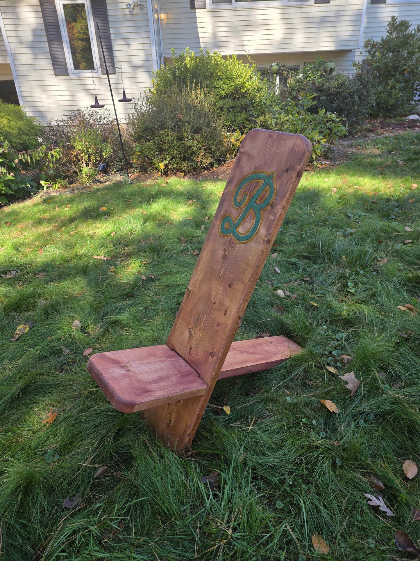 Viking Style Chair with Initial | Rustic Camp Chair | Personalized | Engraved Wooden Chair | Handmade