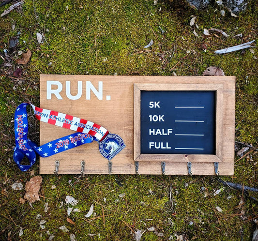 Run Medal Display with Chalkboard
