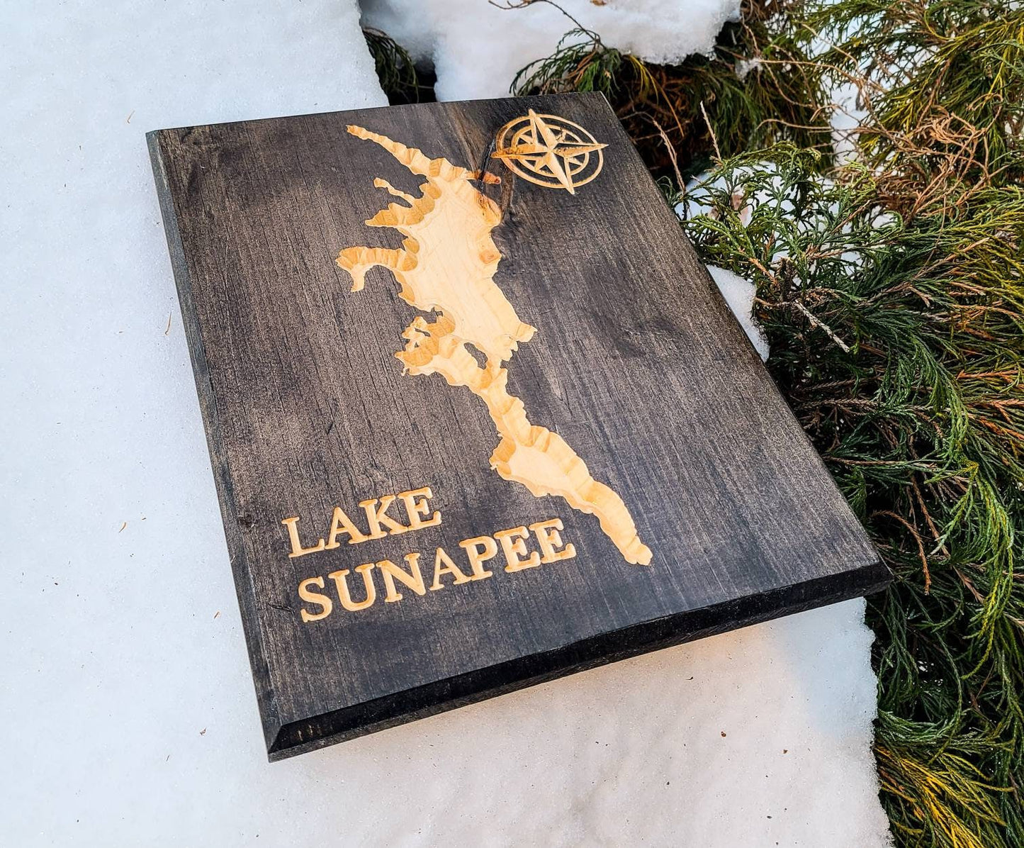 Lake Sunapee Carved Wooden Sign, New Hampshire Art, Lake Art, Rustic Decor, Nature Decor, Gift for Fisher, Boater, Camp, Cabin Decor
