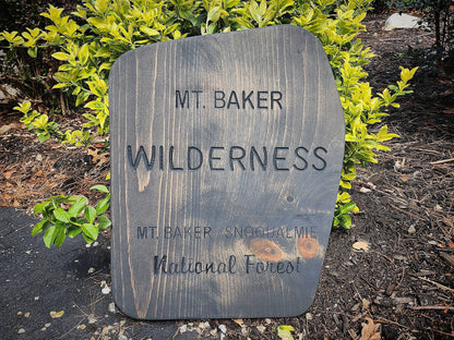 Carved Mt. Baker Wilderness Sign | National Forest | Rustic Sign | Gift for Hiker | Camping | Nature