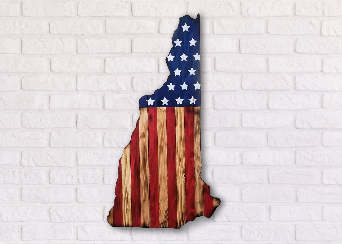 36-inch New Hampshire Wooden Flag Wall Art | Rustic Patriotic Cabin Decor | Hand-Painted USA State
