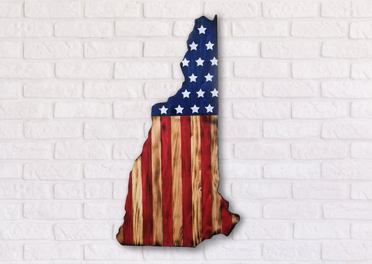 36-inch New Hampshire Wooden Flag Wall Art | Rustic Patriotic Cabin Decor | Hand-Painted USA State