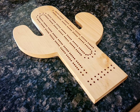 Cactus Cribbage Board | Continuous Track with Pegs | Wooden Game | Cribbage Board | Gift for Gamer | Toys