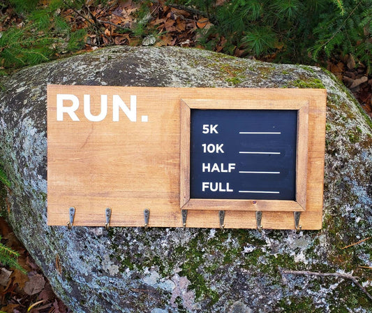 Run Medal Display with Chalkboard