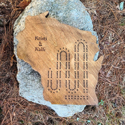 Any State Two Track Personalized Cribbage Board | Continuous Track with Pegs | State Gift | Wooden Cribbage Board | Gift for Gamer