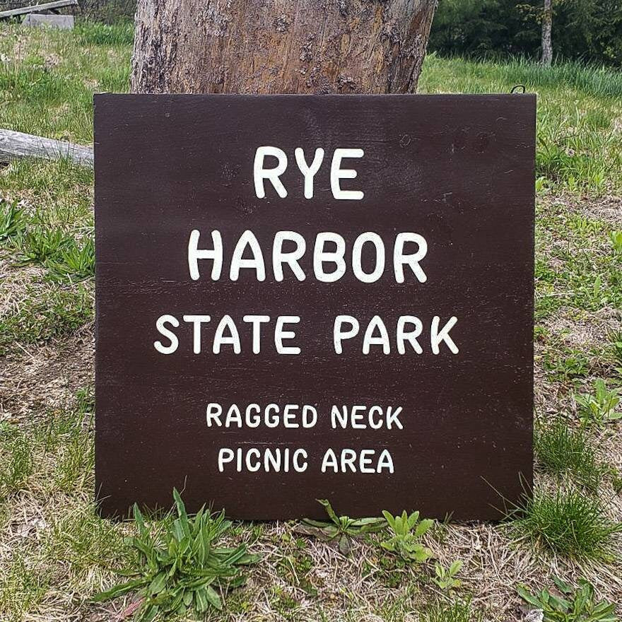 Rye Harbor State Park Replica Hand Painted Sign, Nature Decor, Gift for Hikers, State Artwork, New Hampshire, Beach Art, New England