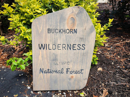 Carved Buckhorn Wilderness Sign | Olympic National Forest | Rustic Sign | Gift for Hiker | Camping | Nature
