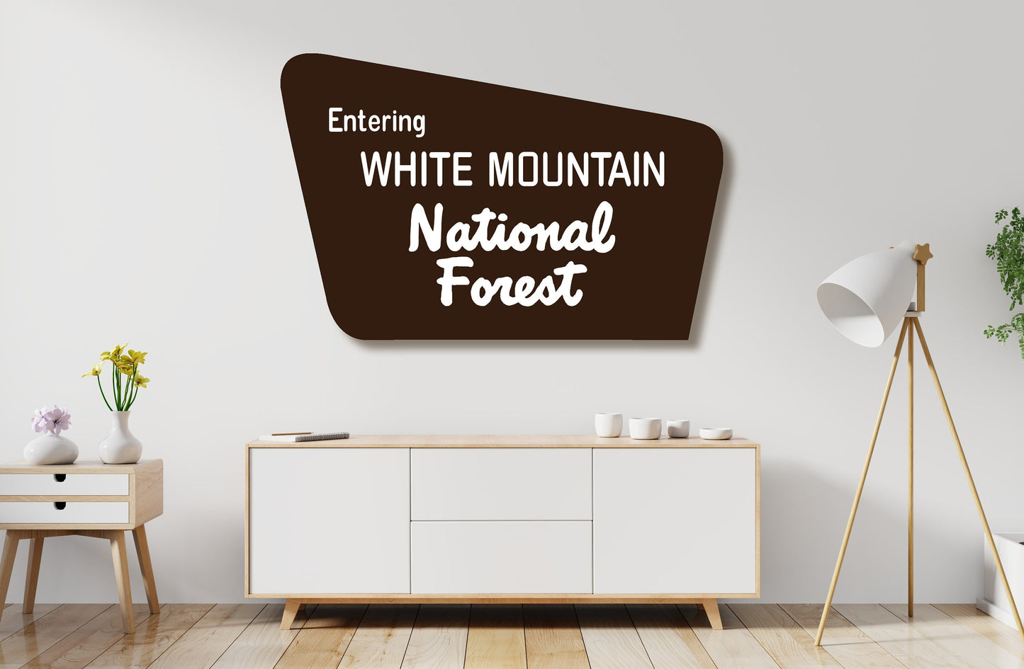 36" Replica Painted White Mountain National Forest Sign, New Hampshire Art, Wooden Sign, Nature Decor, Gift for Hiker