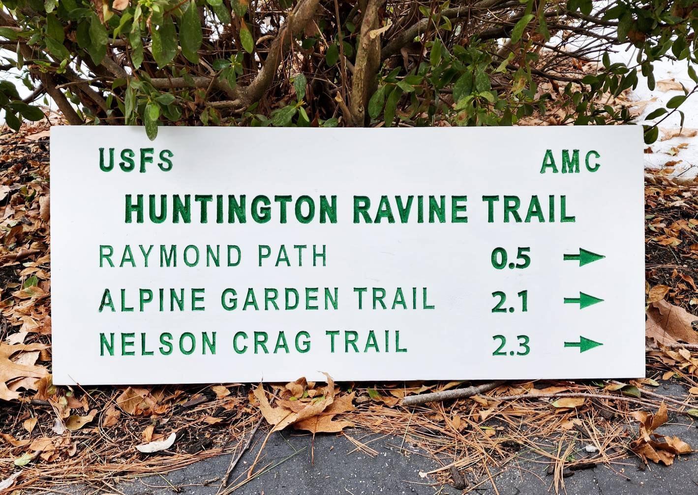 Carved Huntington Ravine Trail Sign | White Mountain Hike | New England Art | Rustic Carved Sign | Gift for Hiker