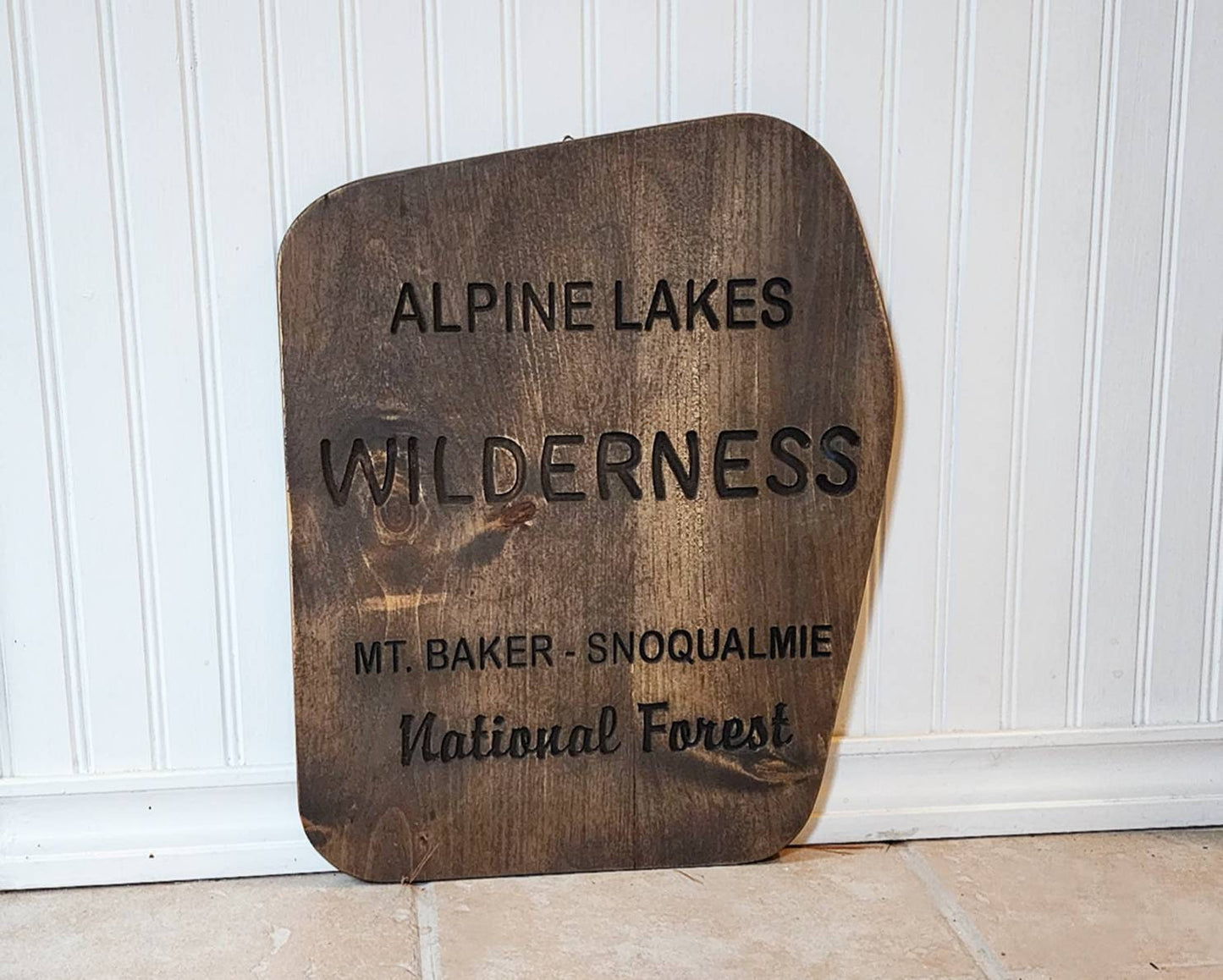 Carved Alpine Lakes Wilderness Sign | Mt Baker | Snoqualmie | Rustic Carved Sign | Gift for Hiker | Camping | Nature