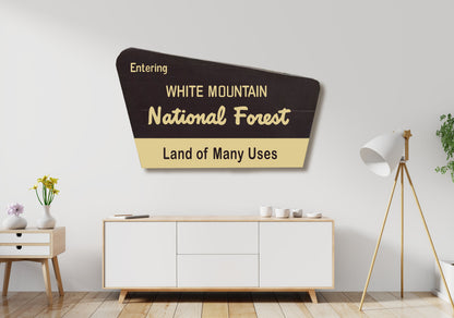 36" PAINTED White Mountain National Forest Sign | New Hampshire Art | Wooden Sign | Nature Decor | Gift for Hiker | Gift for Camper