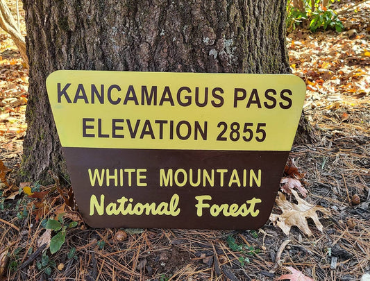 Kancamagus Pass Replica: Hand-Painted Wooden Sign for Nature Lovers, Hikers & New Hampshire Enthusiasts