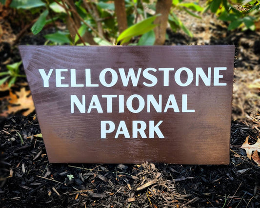 Replica Yellowstone National Park Sign, Wyoming, Montana, Idaho Art, Painted Wooden, Nature Decor, Gift for Hikers, Camping Parks