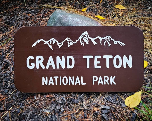Painted Grand Teton National Park Sign, Wooden Sign, Nature Decor, Gift for Hikers, State Artwork, New Hampshire, Natural Home Decor