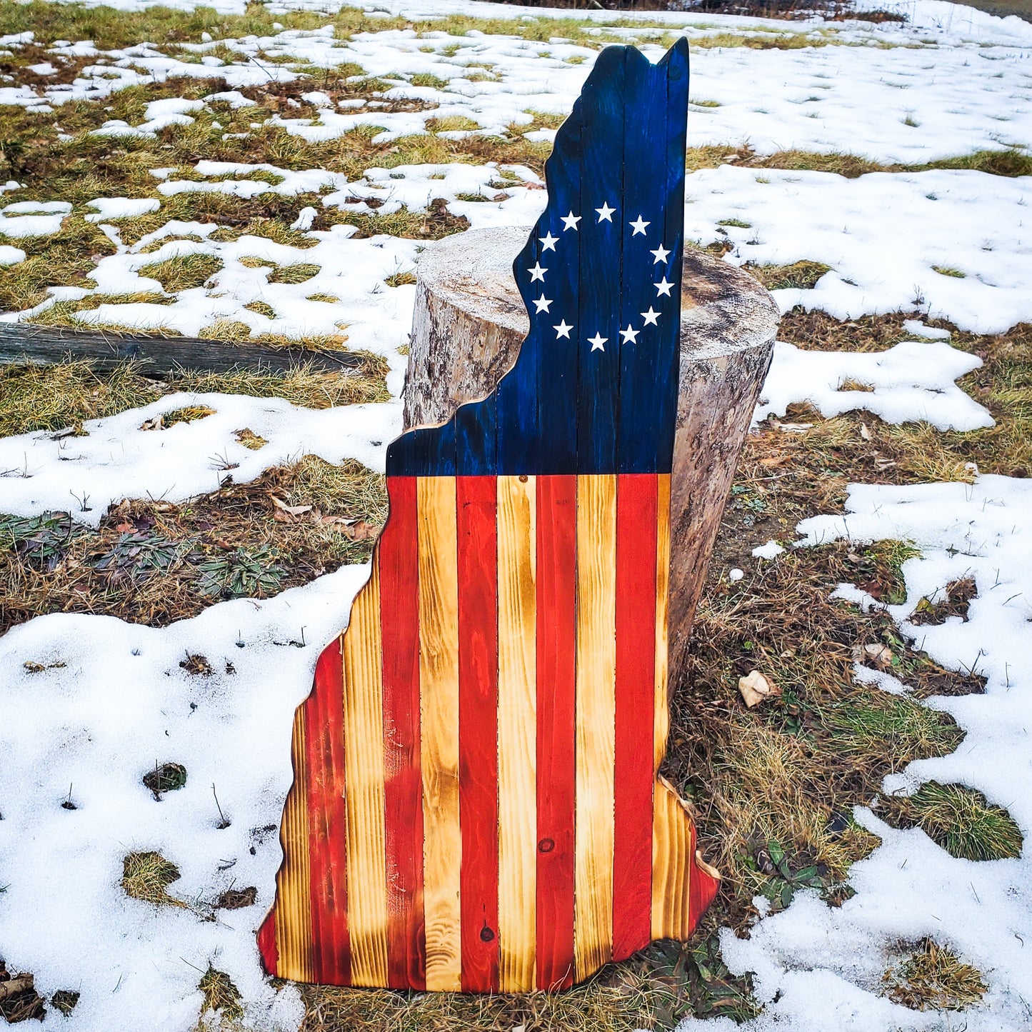 Betsy Ross New Hampshire Wooden Flag Wall Art