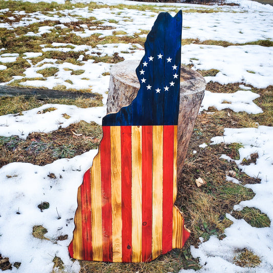 Betsy Ross New Hampshire Wooden Flag Wall Art