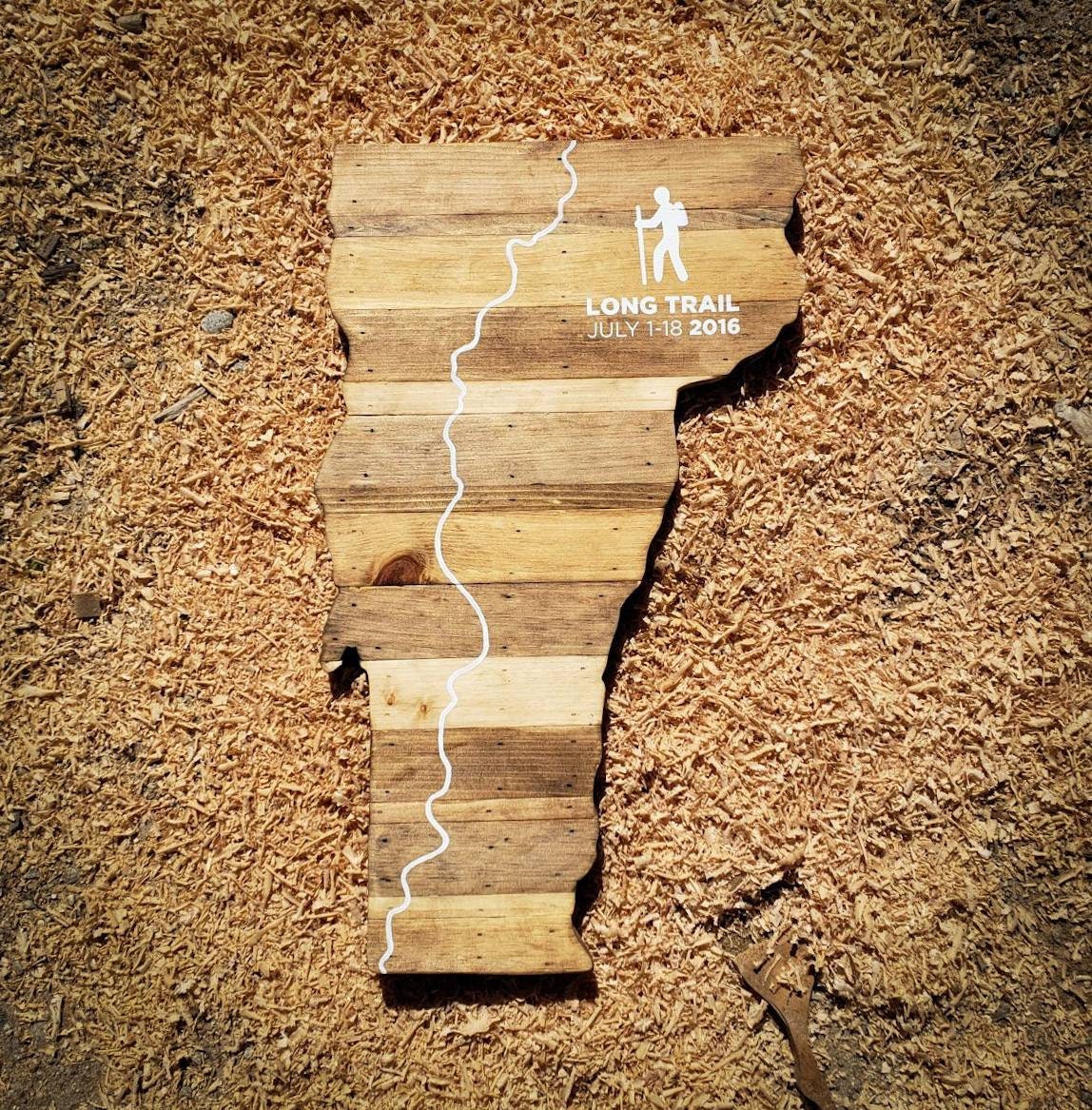 Long Trail Hike Vermont Wall Art, Gift for Hikers, New England Hike, Rustic Wooden Art, New England Natural Art, Hand Painted