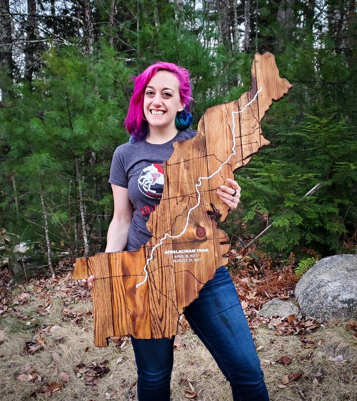 Appalachian Trail Wooden Wall Art | Engraved | Nature Decor | Personalization Available | Rustic Art | Hiker Gift