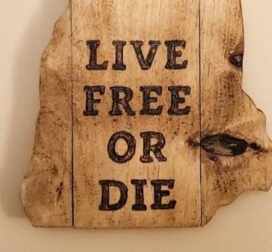 Engraved New Hampshire State Motto Wall Art, Nature Decor, Cabin Decor, Woodburn, Engraved, Rustic Art, Live Free or Die