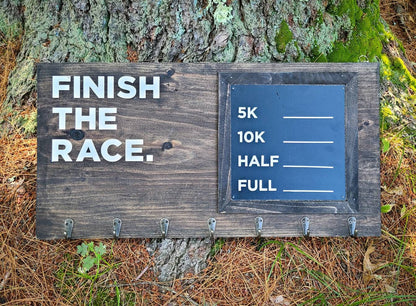 Finish the Race Medal Display with Chalkboard