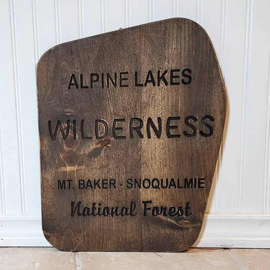 Alpine Lakes Wilderness Carved Sign