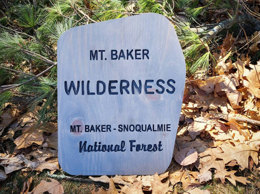 Carved Mt. Baker Wilderness Sign | National Forest | Rustic Sign | Gift for Hiker | Camping | Nature