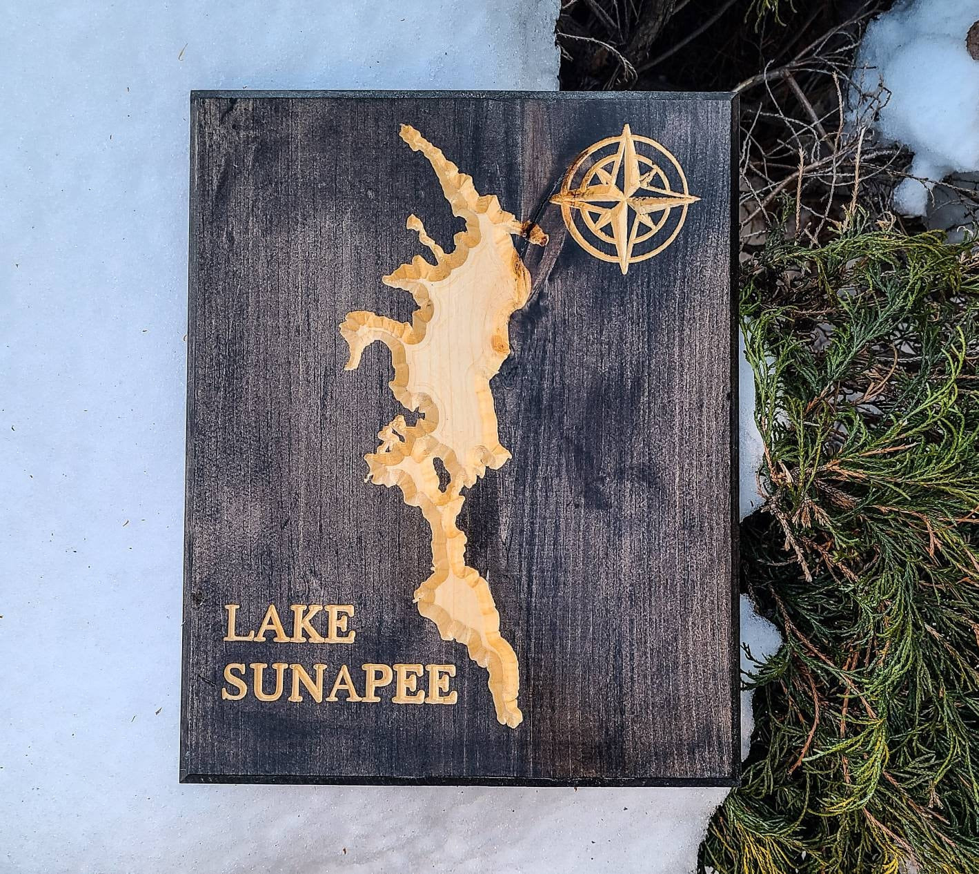 Lake Sunapee Carved Wooden Sign, New Hampshire Art, Lake Art, Rustic Decor, Nature Decor, Gift for Fisher, Boater, Camp, Cabin Decor