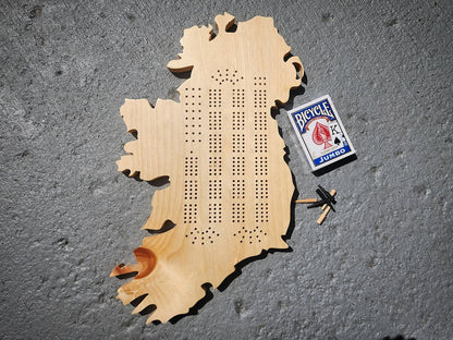 Ireland Three Track Cribbage Board, Continuous Track with Pegs, Wooden Game, State Gift, Wooden Cribbage, Gift for Gamer