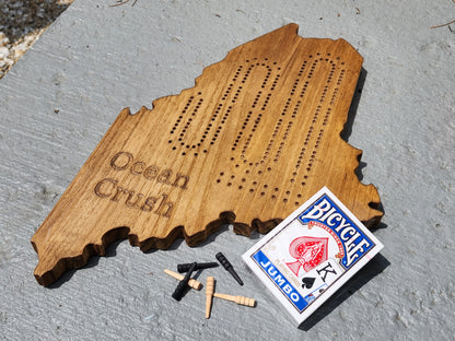 2 Track Maine Personalized Cribbage Board