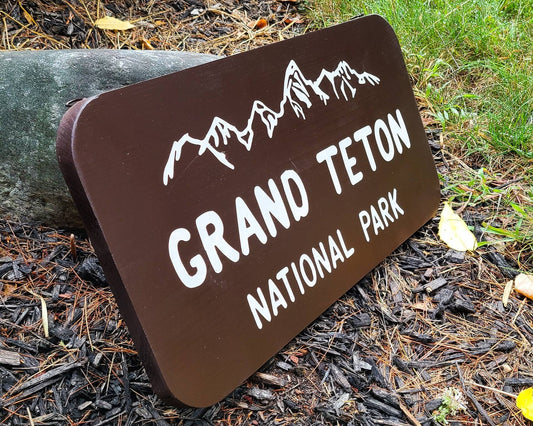 Painted Grand Teton National Park Sign, Wooden Sign, Nature Decor, Gift for Hikers, State Artwork, New Hampshire, Natural Home Decor