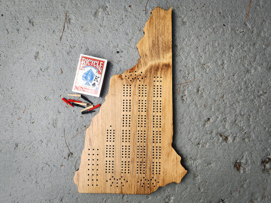 New Hampshire Cribbage Board, 3 Track Continuous Track with Pegs, Wooden Game, State Gift, Game Board, Gift for Him, Gift for Her