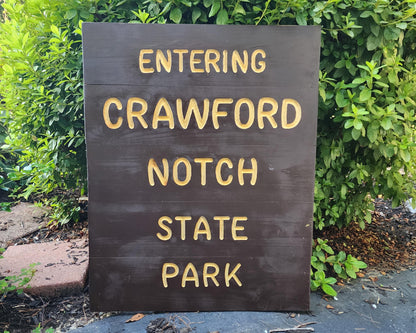 Crawford Notch State Park | Carved and Hand Painted Sign | Wooden Sign | Nature Decor | Gift for Hikers | Rustic Wall Art