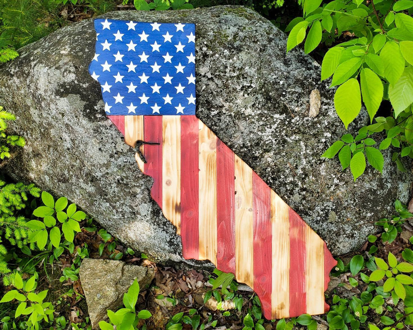36-inch California State Flag Wooden Wall Art | Rustic Hand-Painted Nature Decor for Cabin & Home