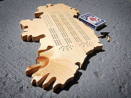 Cribbage Board | 3 TRACK | Any Country | Ireland | Continuous Track with Pegs |  Wooden Game | Gift for Gamer