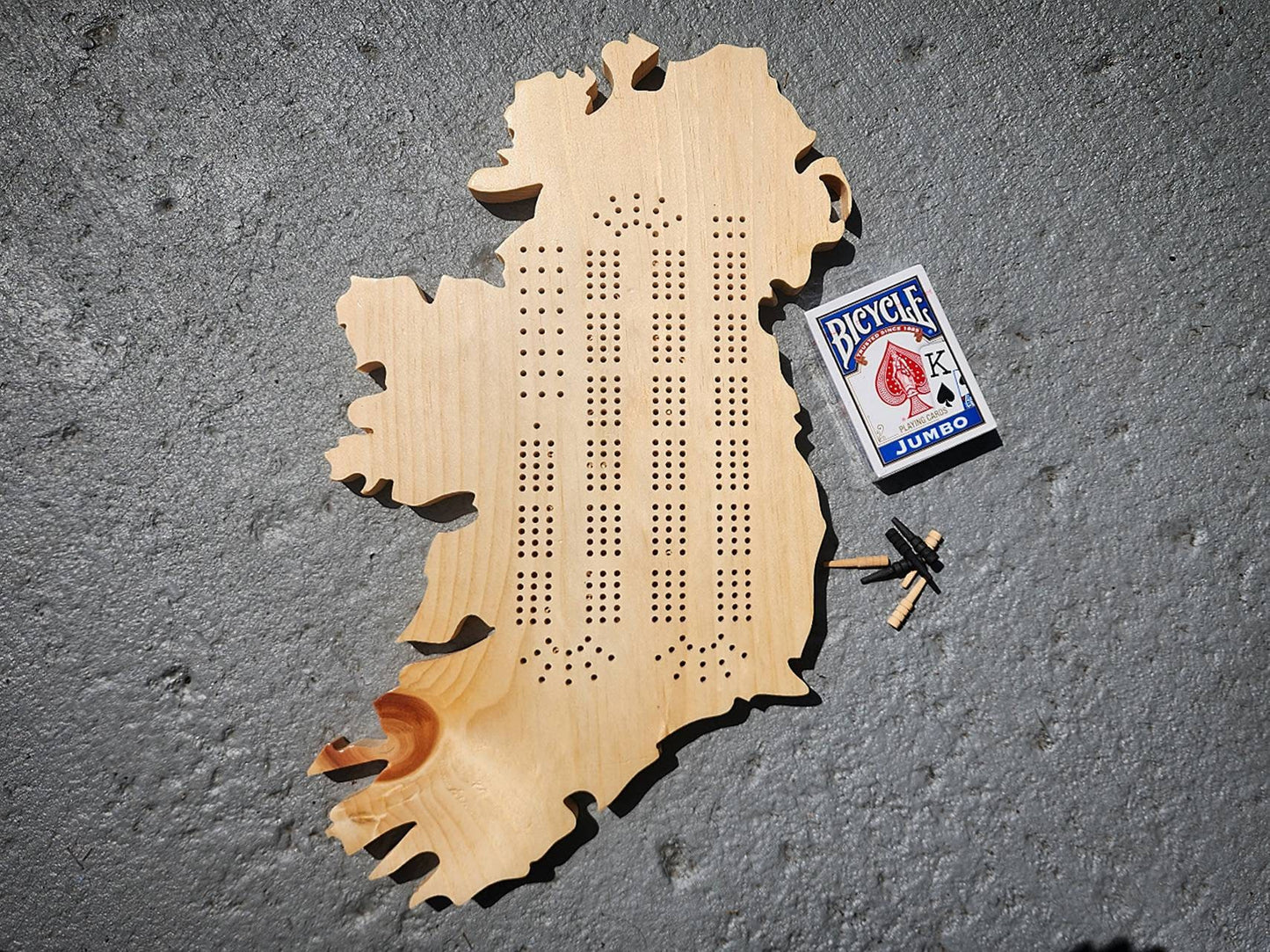 Cribbage Board | 3 TRACK | Any Country | Ireland | Continuous Track with Pegs |  Wooden Game | Gift for Gamer
