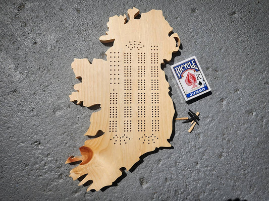 Cribbage Board | 3 TRACK | Any Country | Ireland | Continuous Track with Pegs |  Wooden Game | Gift for Gamer
