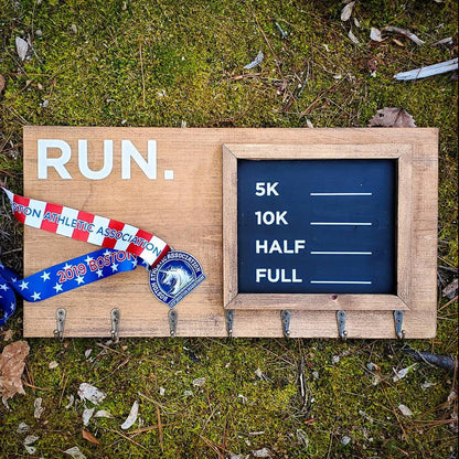Run Medal Display with Chalkboard