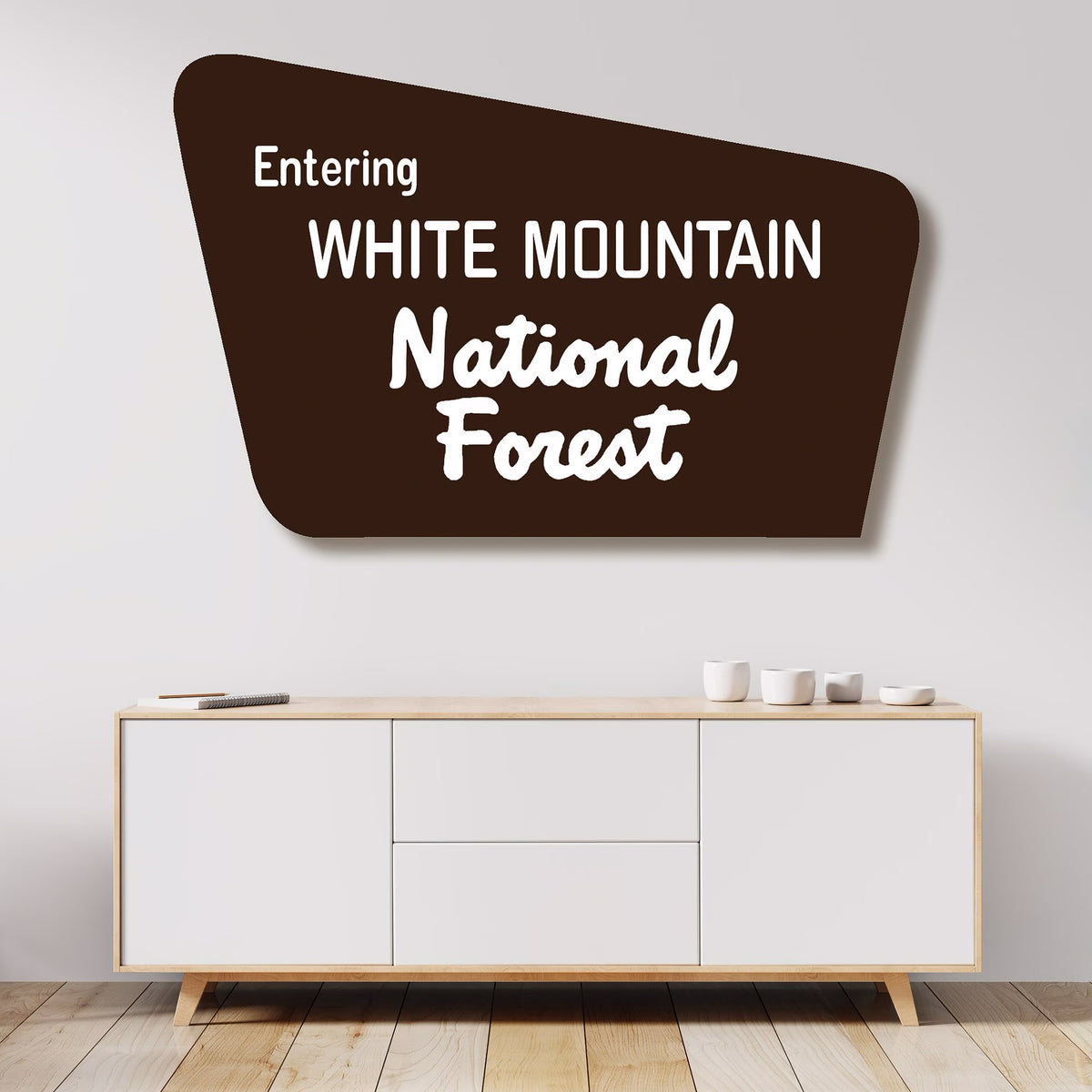 Large Painted White Mountain National Forest Sign Style 2